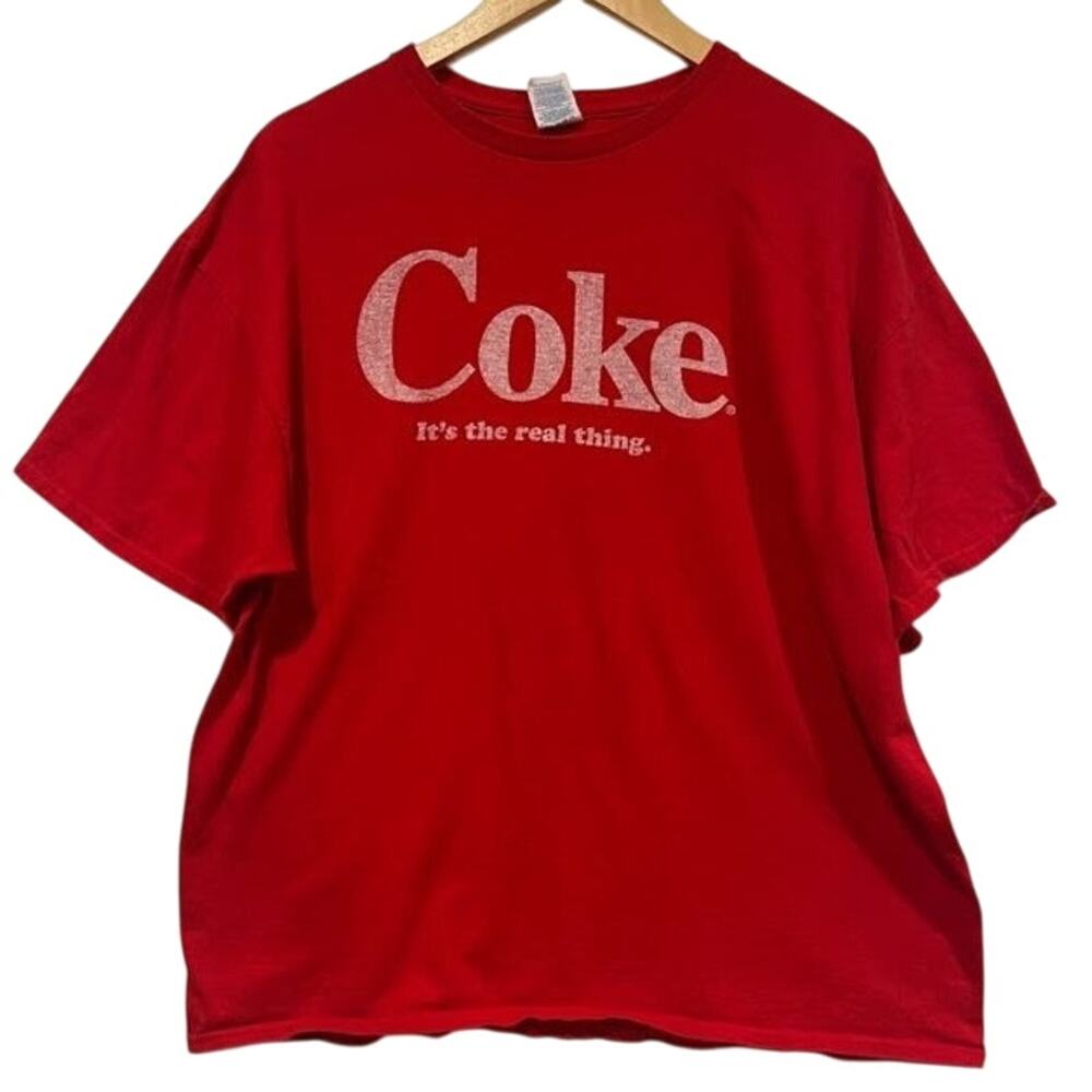 Vintage Delta Pro Weight Coke It's The Real Thing Tee Shirt Coca-Cola Red Cotton